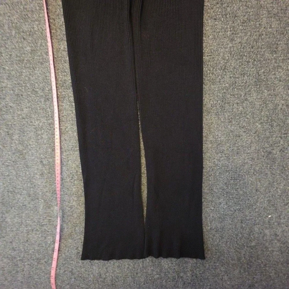 Salt Murphy Pants Womens M Black Ribbed Knit Pull On Flare Leg Stretch Lounge